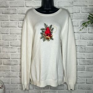 Cabela’s Embroidered Knit Cardinal Sweater Size Large